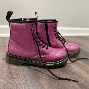 Dr. Martens Pink Glitter Boots with Black Accents